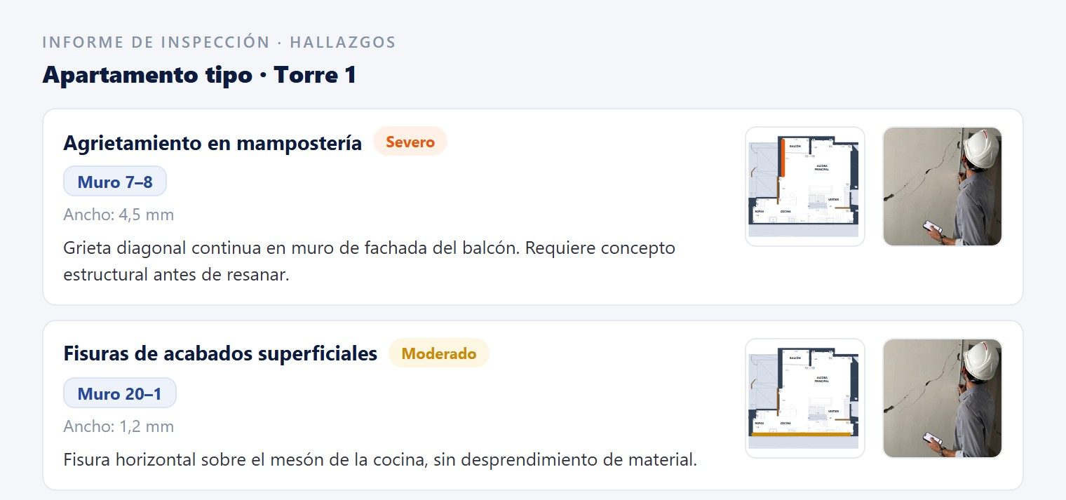 Fichas de hallazgo del informe